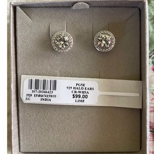 Zales White Lab-Created Sapphire Vintage Style Stud Earrings Sterling Silver